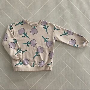Zara Floral Print Cream Sweatshirt Girl’s Size 5-6Y